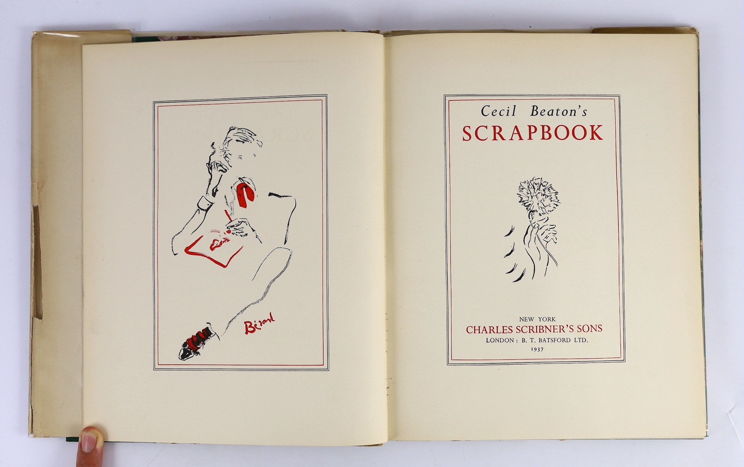 Beaton, Cecil - Cecil Beaton's Scrapbook. First Edition - inscribed by author to the 'high' society photographer, Jerome Zerbe. coloured frontis., decorated title and illus. throughout with photos. & sketches (some colou